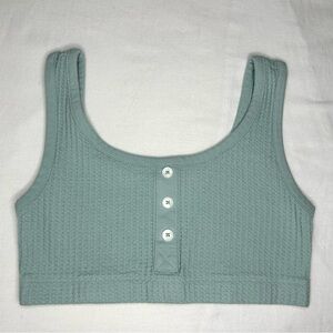 Old Navy Waffle Brami Top Womens M Blue Green Ionian Sea Ribbed Crop Bralette